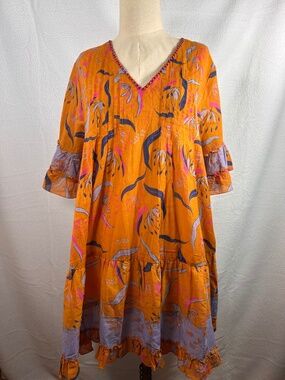 Anthropologie Duet Frill Cover-Up Mini Dress Colton size L